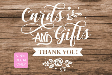 Cards and Gifts Vinyl Decal for DIY Wedding Ceremony & Reception, Event, Party Signs, for Wood, Metal, Glass, Walls, Doors